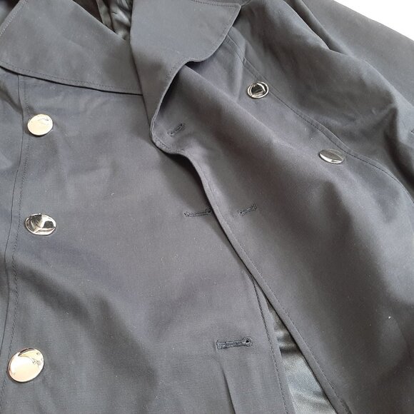 Tahari Women's Navy Blue Belted Midi Trench Coat Size M - Picture 10 of 11